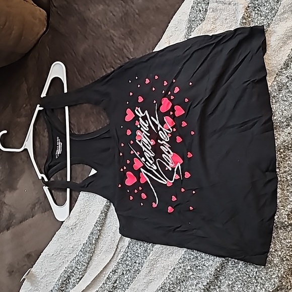 Victoria's Secret Other - VICTORIA'S SECRET Logo Silver Glitter Red Hearts Racer Back Tee TANK TOP